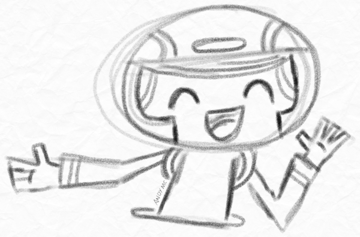 A pencil sketch of a futuristic lady.