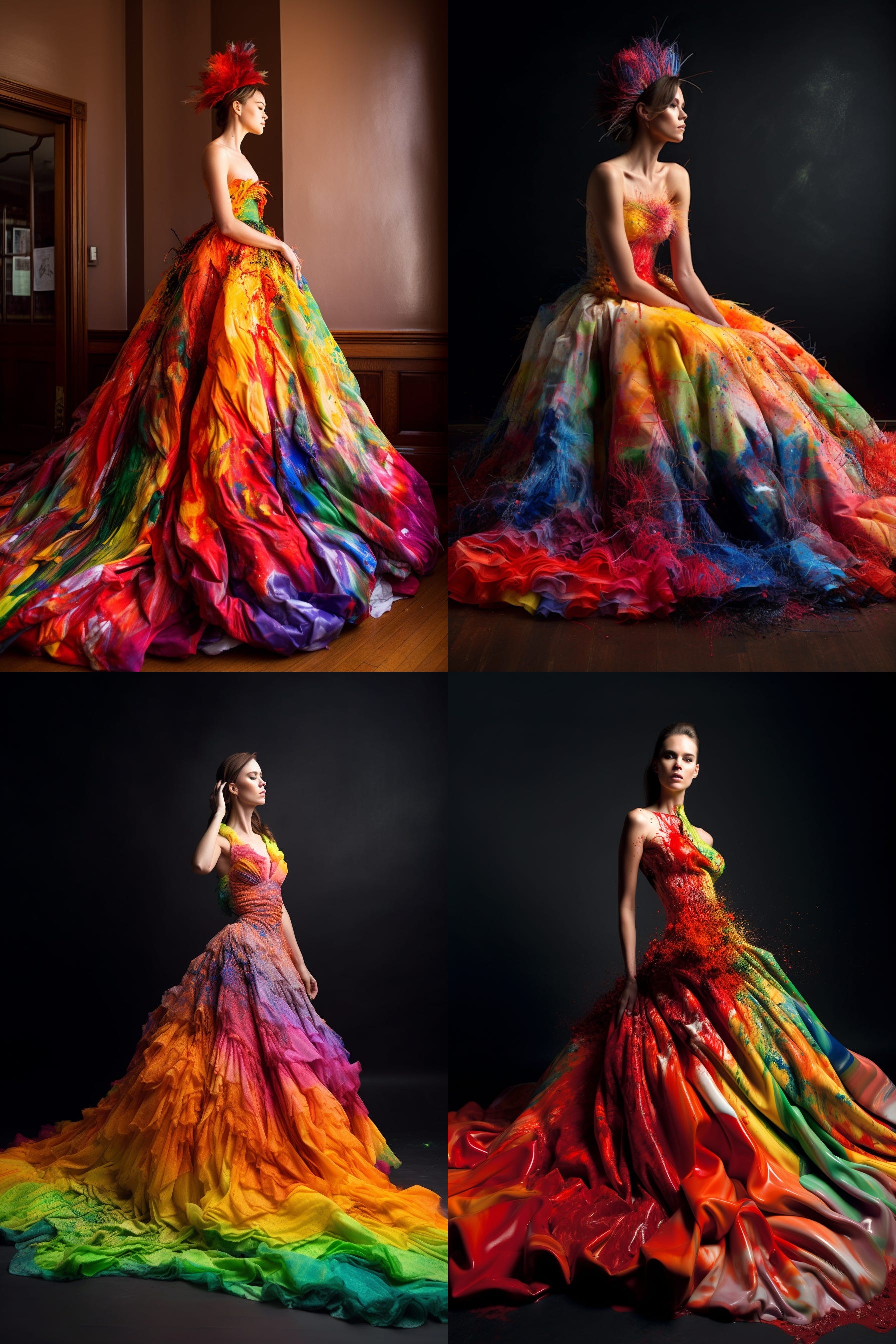 Melted Crayon Met Gala Dress - by Justin Hart - Hello, AI