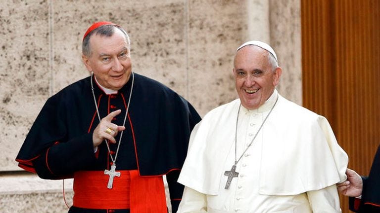 Pope Francis with Cardinal Parolin in 2014. Pic: AP Pope Francis with Cardinal Parolin in 2014. Pic: AP