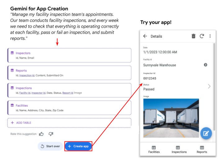 Gemini in AppSheet creates app structure that you use to create an app Gemini in AppSheet creates app structure that you use to create an app