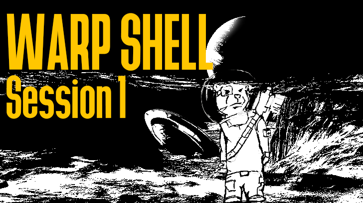 Warp Shell Session 1 an image of Kitt on a barren planet with a crashed alien ship in the background