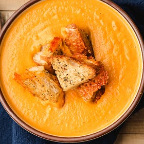 Crock Pot Carrot Soup with Grilled Cheese Croutons (!!)