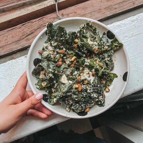 Kale Salad with Creamy Pecorino (pg. 67, DI)