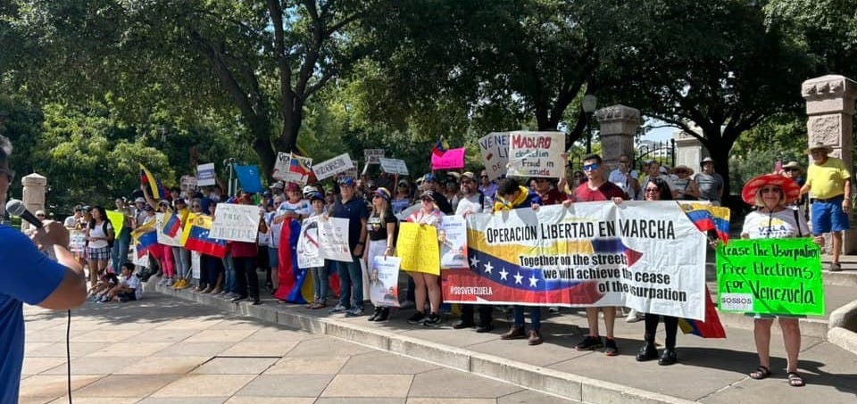 Venezuelans rally at the Texas State Capitol in August, 2024