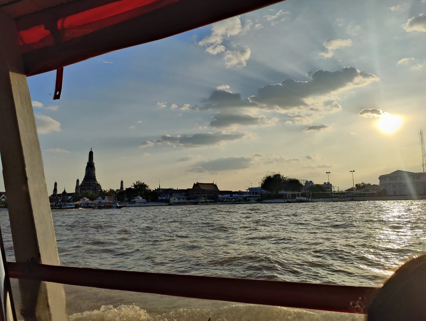 sunset on the Bangkok river boat