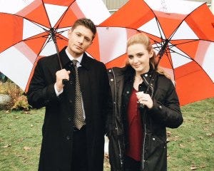 Jensen and Kathryn behind the scenes on set Jensen and Kathryn behind the scenes on set