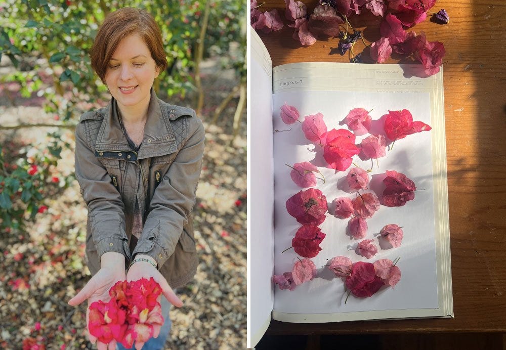 Artist Kim Koehler with flower inspiration