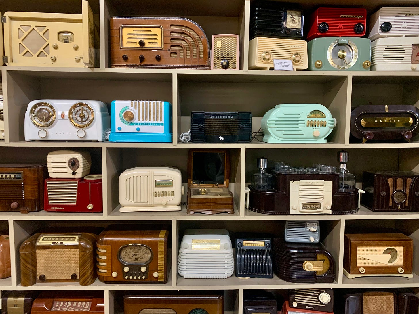 A display of antique radios