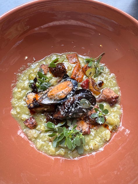 Six photos showing the courses served during Xaok's recent collaborative menu.