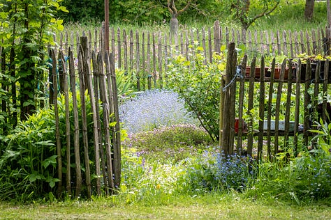 Garden gate with vines, personal mandala offering to a place I hold dear in my heart, and an invitation to answer a call