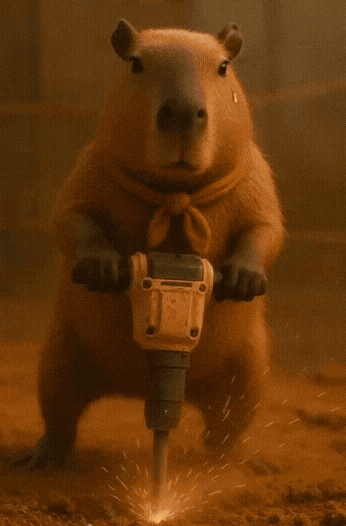 A tired capybara holding stacks of cash A tired capybara holding stacks of cash