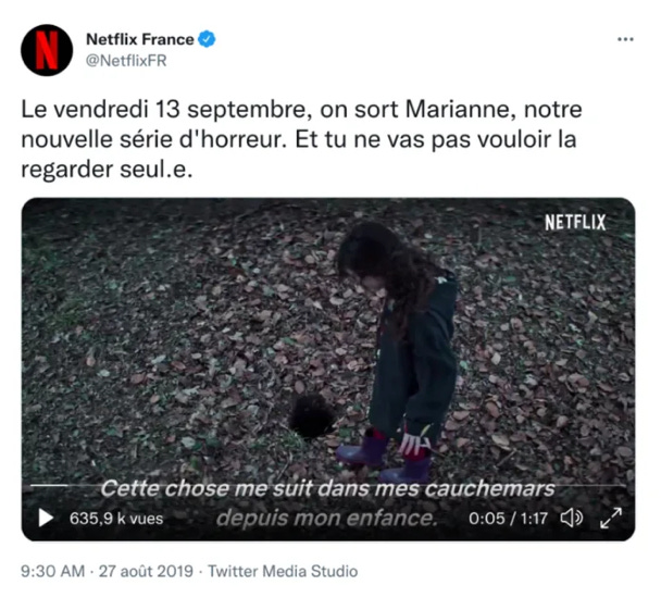 Capture d'écran d'un tweet de Netflix