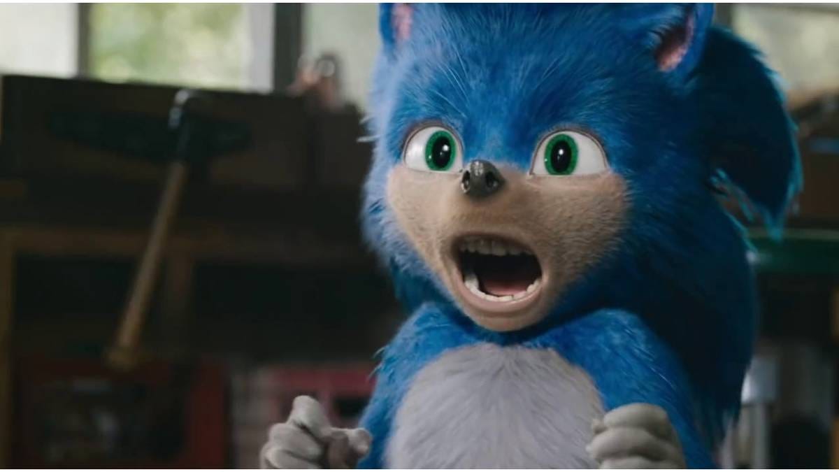 The original design of Sonic in the first Sonic the Hedgehog trailer