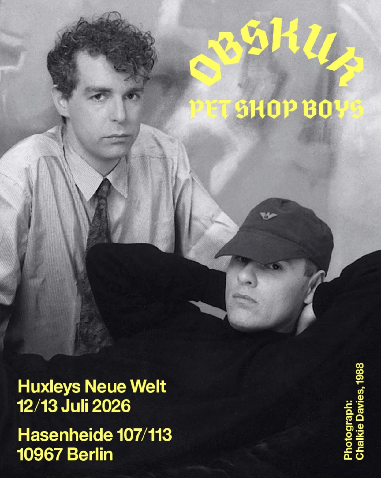 Obskur Pet Shop Boys concert poster, Berlin, July 2026. Obskur Pet Shop Boys concert poster, Berlin, July 2026.