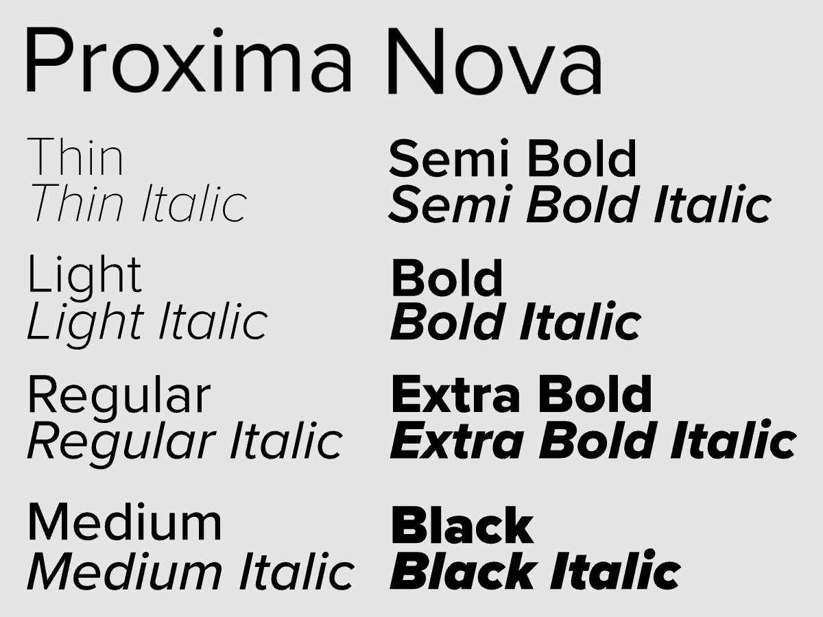 A sample of Proxima Nova Regular. The typeface also comes with Condensed, Extra Condensed, Wide, Extra Wide, with Italic and variable versions. A sample of Proxima Nova Regular. The typeface also comes with Condensed, Extra Condensed, Wide, Extra Wide, with Italic and variable versions.