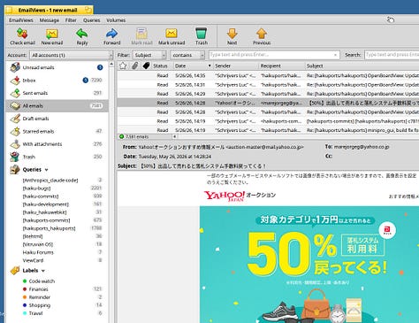 Recent screenshot of EmailViews full-fledged IMAP email client (still in development).