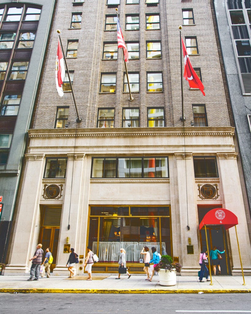 Street view of the Cornell Club–New York on East 44th Street in Manhattan Street view of the Cornell Club–New York on East 44th Street in Manhattan