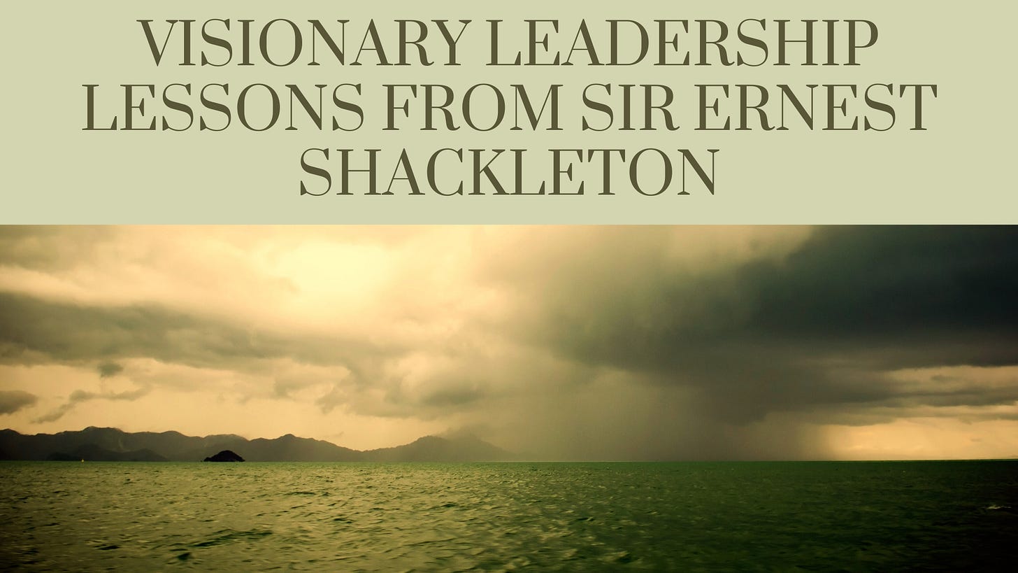 Discover visionary leadership through Sir Ernest Shackleton’s resilience and human-centered approach in the harsh Antarctic. Ocean and wild storm.