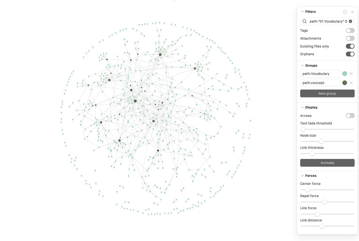 Knowledge network & language learning system in obsidian