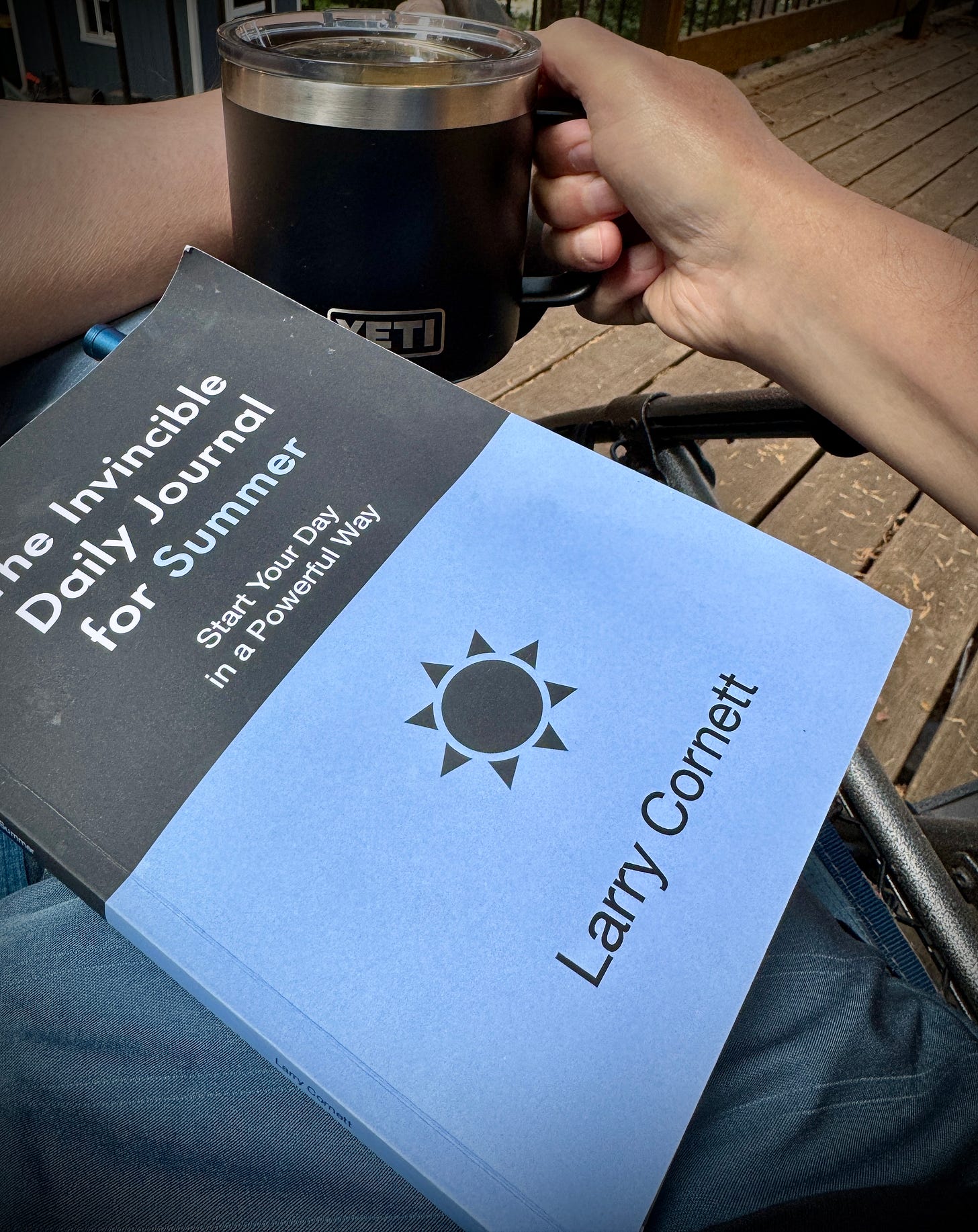 Enjoying coffee and using my morning journal