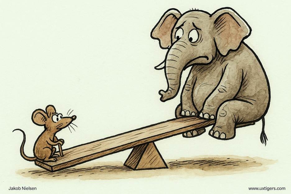 A cartoon of an elephant and mouse on a seesaw

AI-generated content may be incorrect.