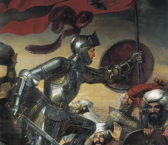 This may contain: a painting of men in armor standing next to each other