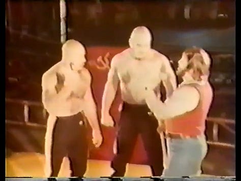 Kevin Sullivan and Tony Atlas, The Russians training, Austin Idol, Harley Race, Tommy Rich, Dory Funk Jr.