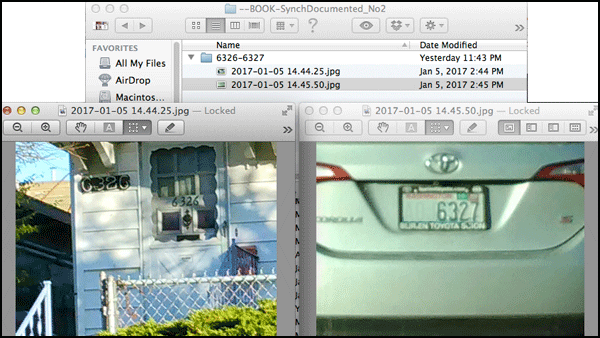 Seeing 6326 on a house and 6327 on a license plate within one minute.