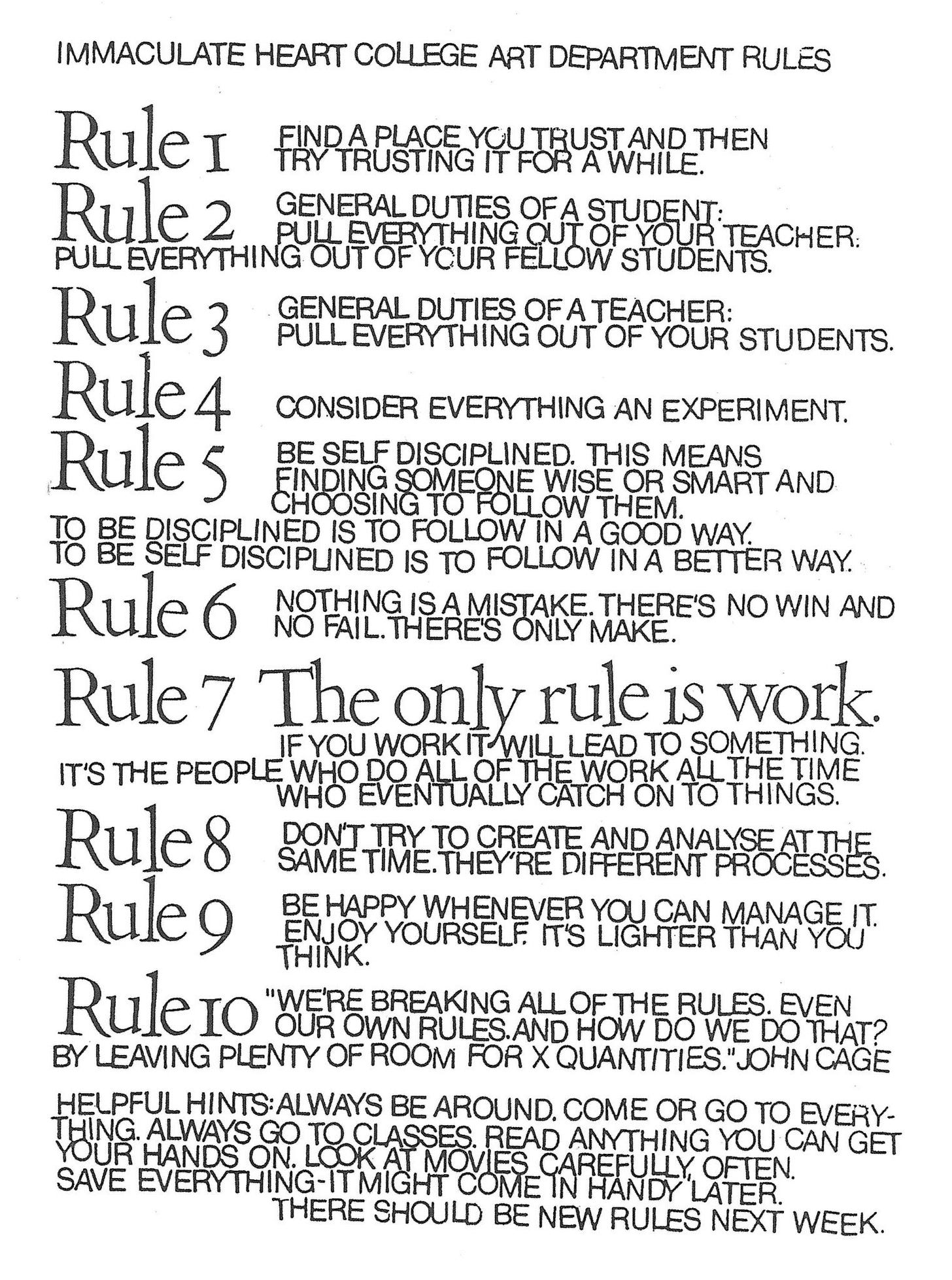 List of rules