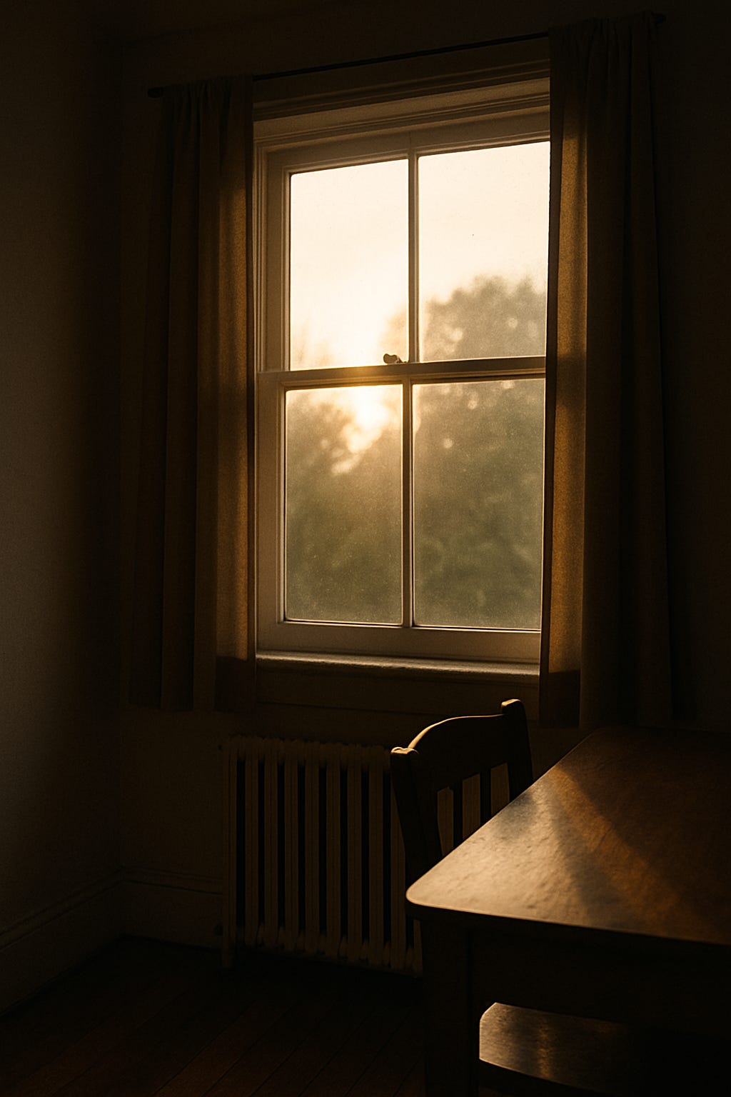 A soft early-morning glow filters through a window at an older house, filling a quiet room with warm light — setting the scene for the unexpected phone call in the story. A soft early-morning glow filters through a window at an older house, filling a quiet room with warm light — setting the scene for the unexpected phone call in the story.