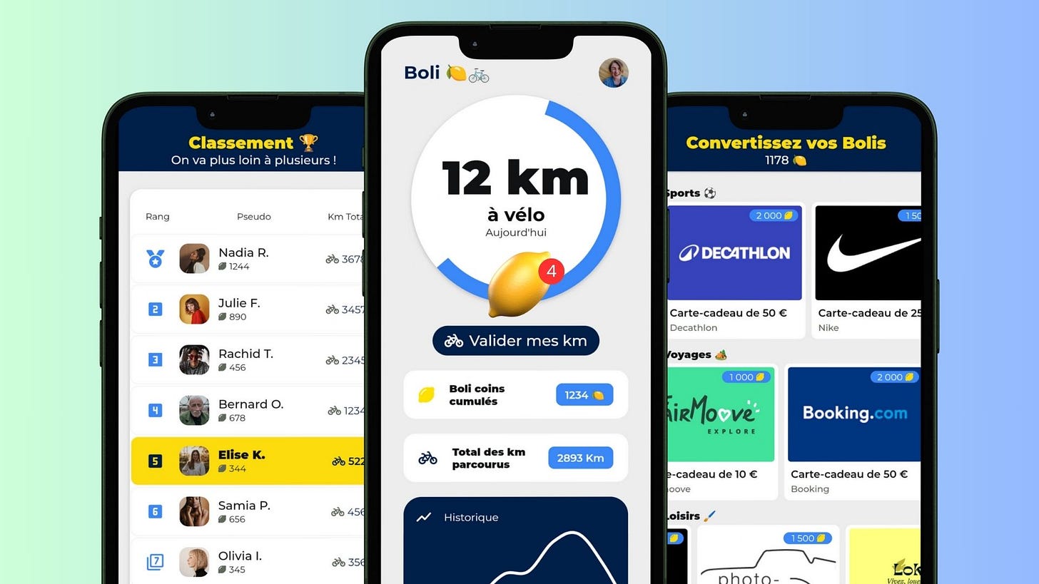 Appercu de l'application pour les cyclistes