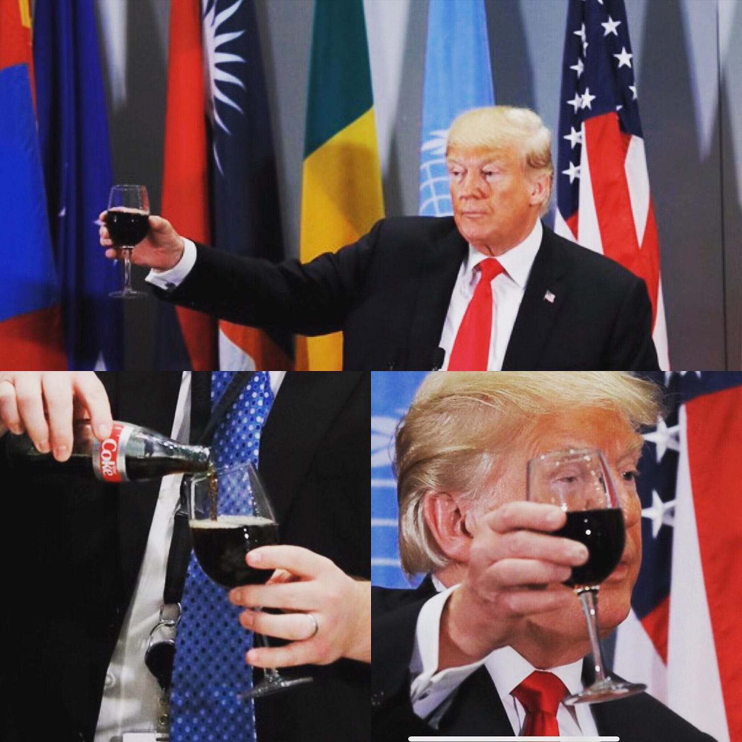 Carlos Barria on X: "U.S. President Donald Trump raises his glass of Diet  Coke in a toast during a luncheon for world leaders during the 73rd session  of the United Nations General
