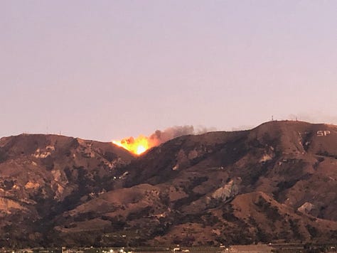 Fire burns across South Mountain, Santa Paula.