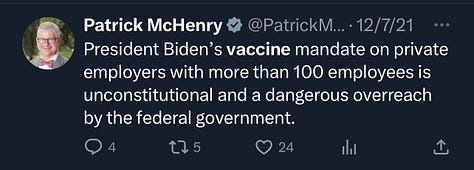 Collection of Posts by Rep. Patrick McHenry on X/Twitter
