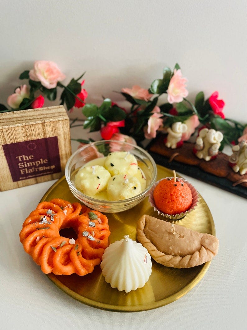 Indian assorted sweets Candle Diwali Candle Indian Mithai image 1