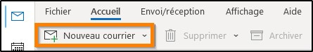 nouveau courrier dans outlook