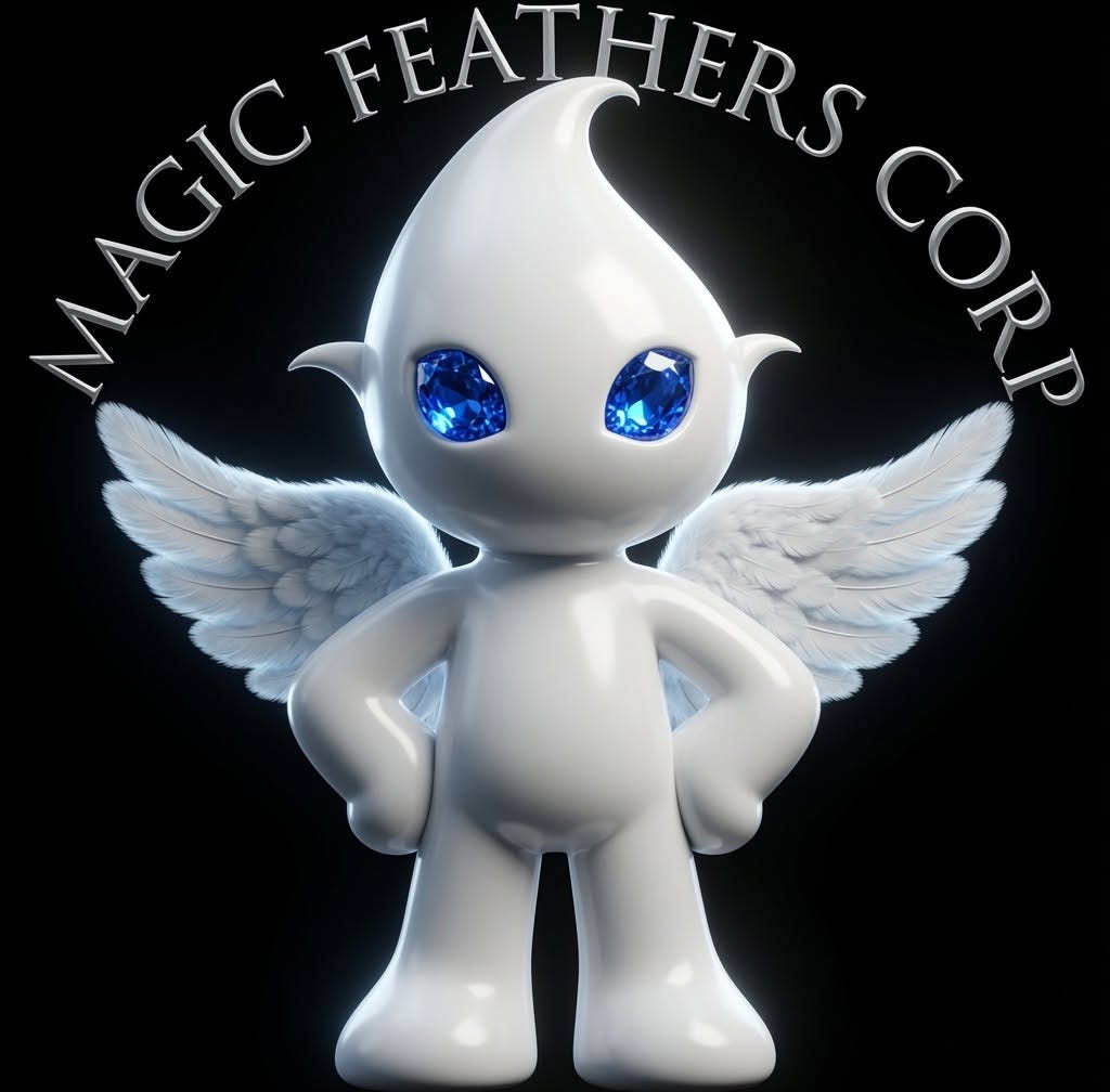 May be an image of text that says 'MAGIC FEAT FEATHER HERS ΑΝAETC CORP CORP' May be an image of text that says 'MAGIC FEAT FEATHER HERS ΑΝAETC CORP CORP'