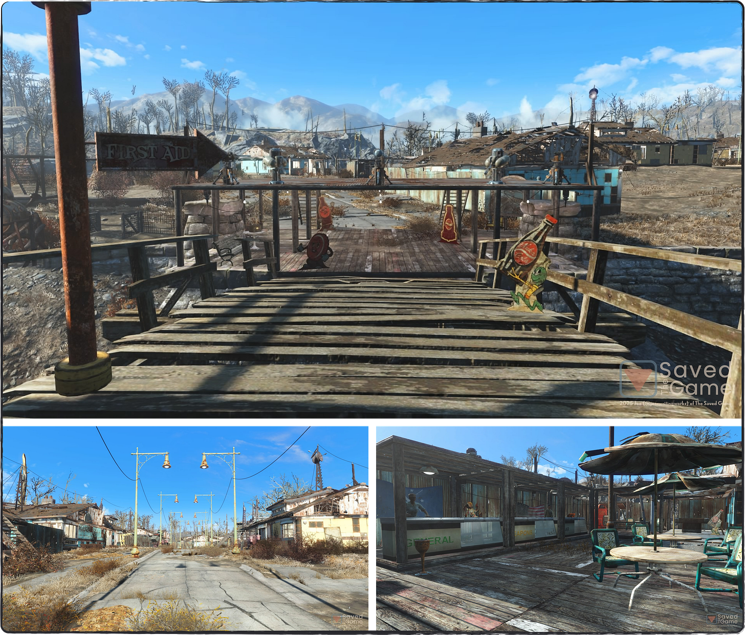 Walking into my latest game’s settlement of Sanctuary Hills!