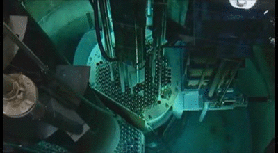 Nuclear Reactor start up. The blue glow is Cherenkov radiation. : r/gifs