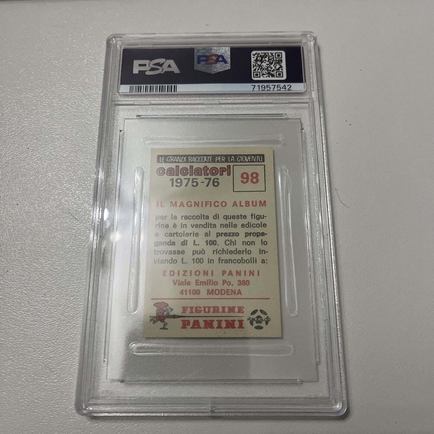 ALBUM FIGURINE PANINI CALCIATORI 1975/76 PAOLO ROSSI ROOKI #98  PSA 8 - Foto 3 di 3