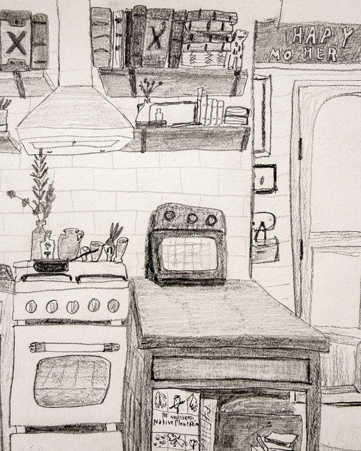 penci drawing illustration of my studio life