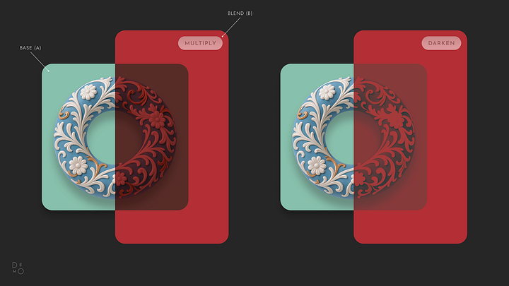 Substractive blending modes samples.