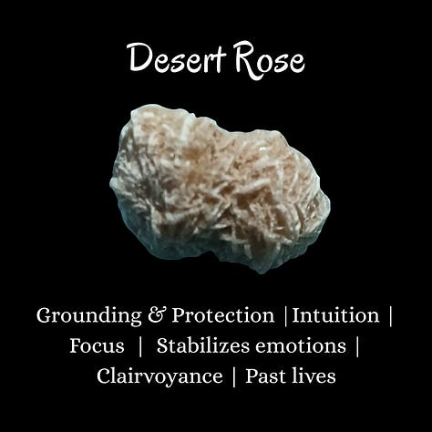 Desert rose, Blue tiger's eye, Fluorite, Jade, Pink banded agate