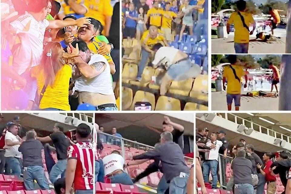 Este fin de semana se registraron hechos violentos relacionados con los partidos Puebla-San Luis, Chivas-FC Juárez y Tigres-América, algunos de gravedad. Imagen original de Reforma https://www.reforma.com/pegan-duro-conatos-de-violencia-a-la-liga-mx/ar3057466?v=2