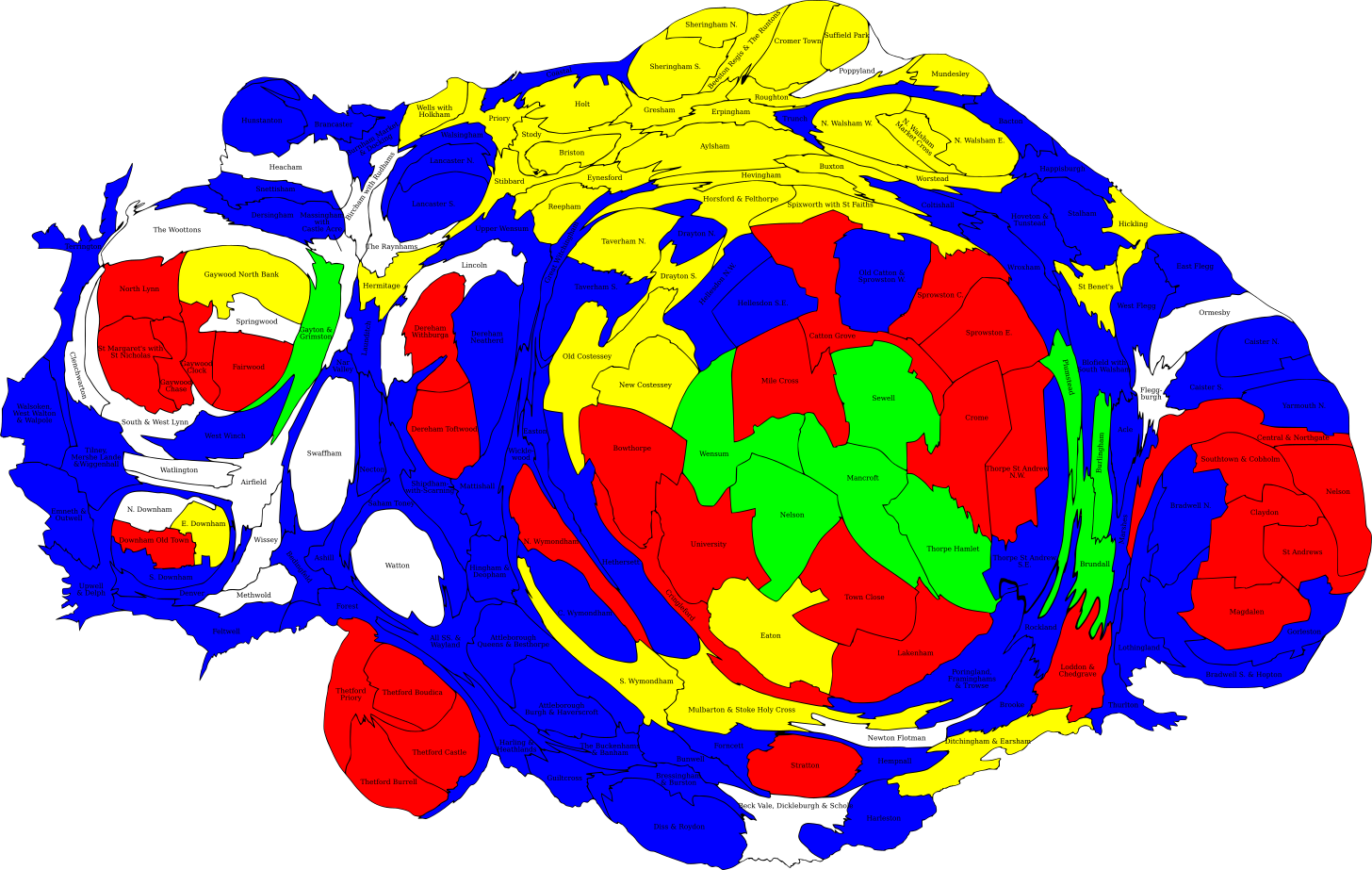 Norfolk cartogram, 2023
