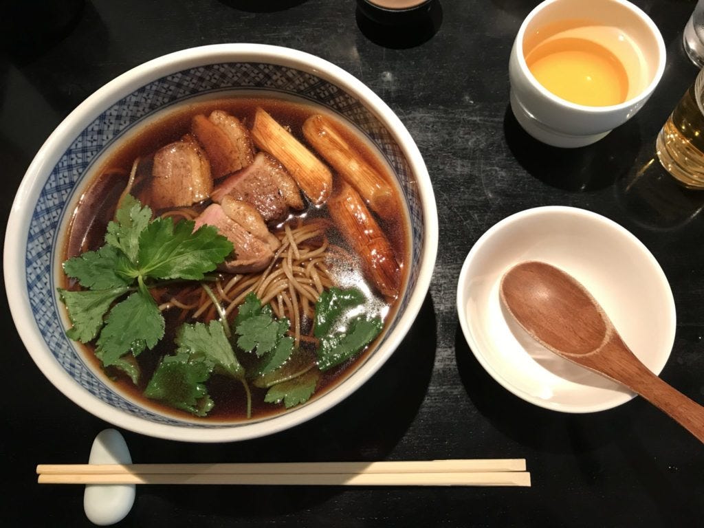 Duck Soba, Ente, Sova, Nudeln, Tokyo, Japan Duck Soba, Ente, Sova, Nudeln, Tokyo, Japan