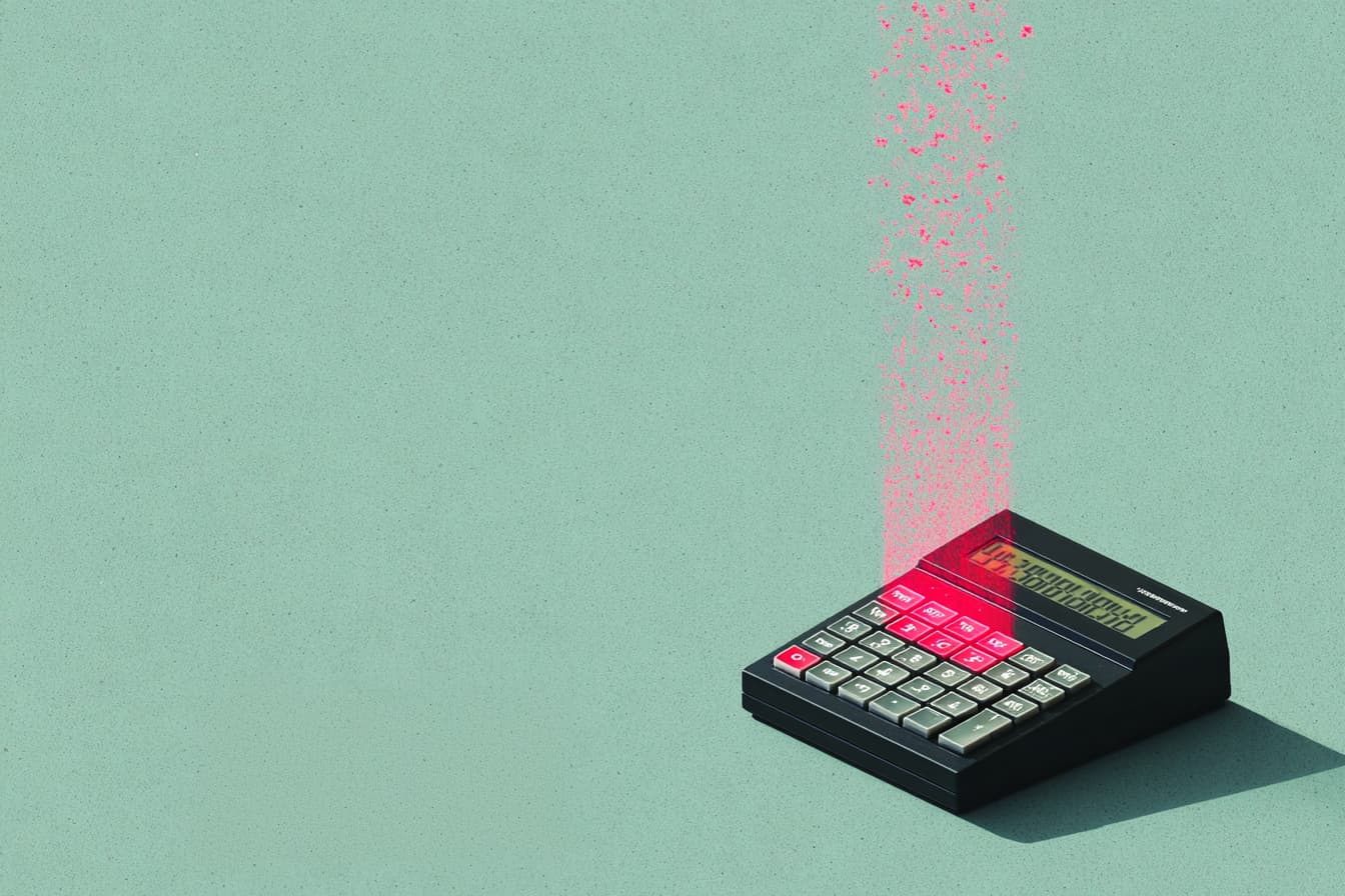 illustration of a calculator illuminated by a red light