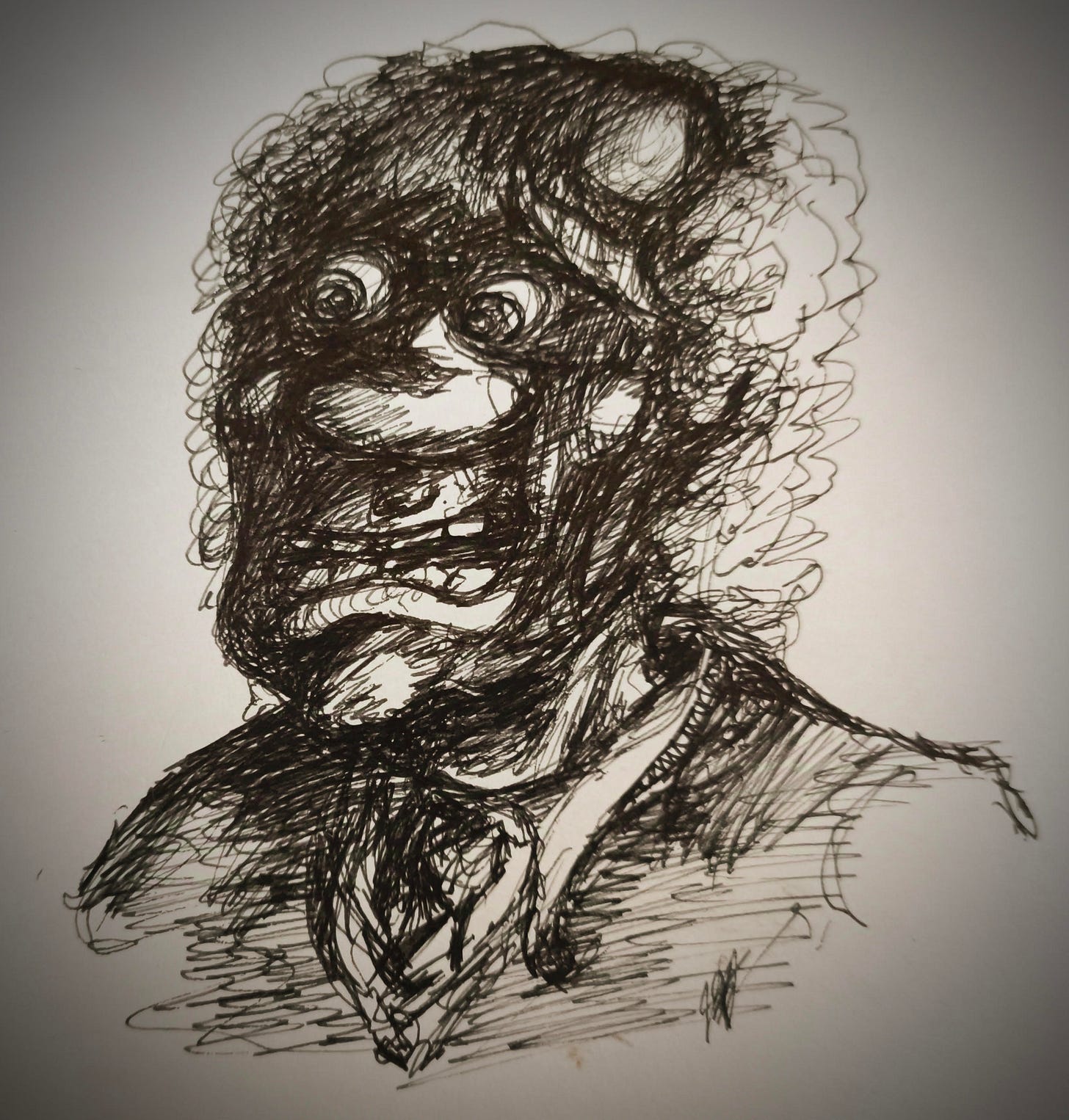 scribbled doodle of a distressed man