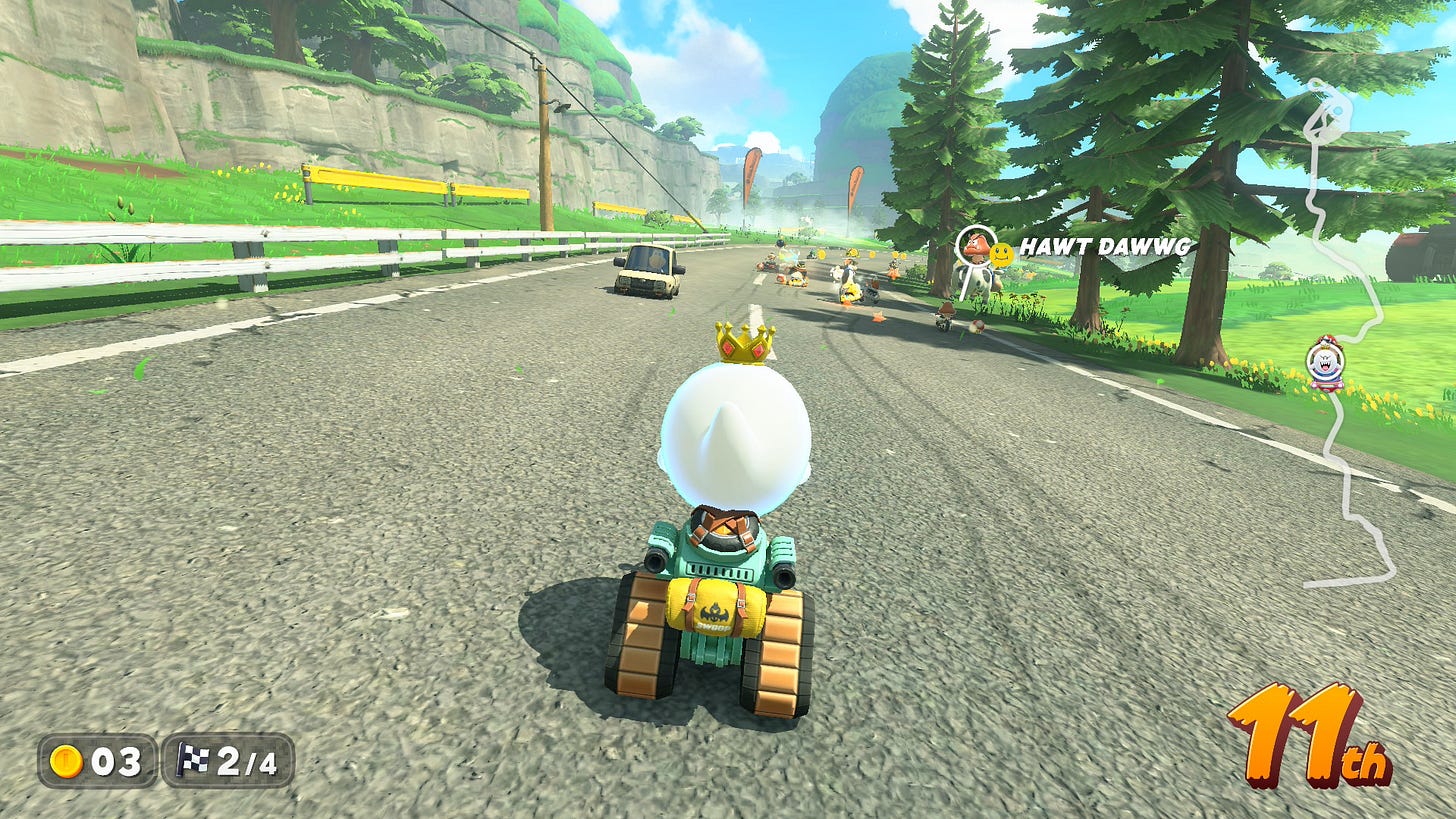 King Boo in 11th place, with a slew of racers just ahead