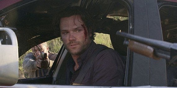 Walker Cordell bloodied face with a shotgun held on him by Stan. Walker Cordell bloodied face with a shotgun held on him by Stan.